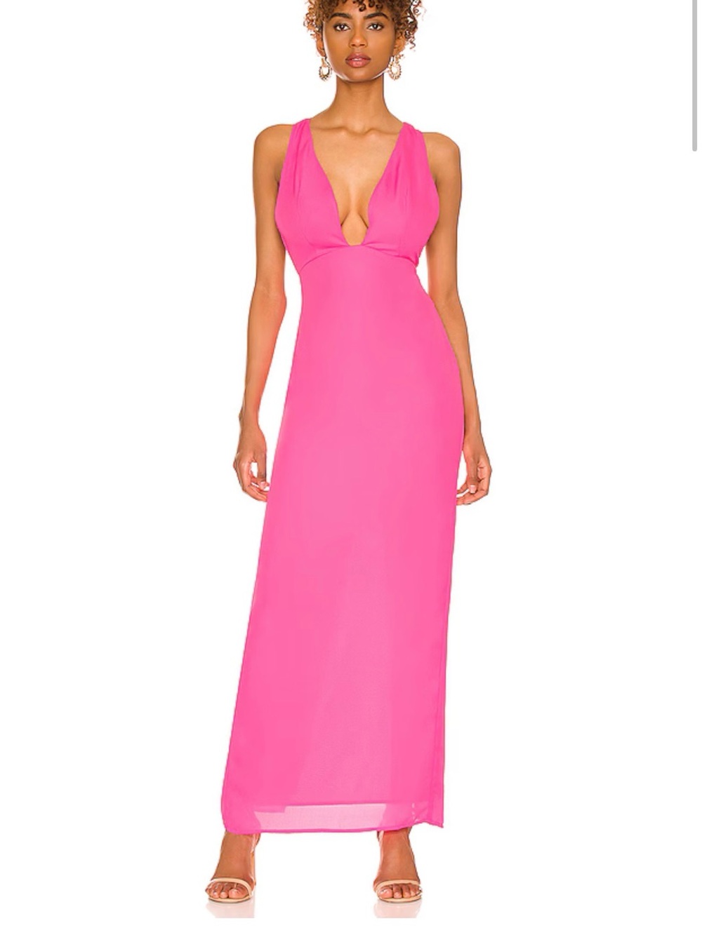 superdown Hot Pink Plunge Maxi Dress
